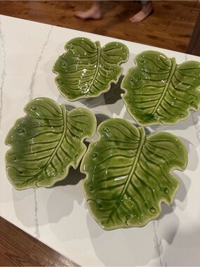 Monterey Collection Home Studio 7” Ceramic Green Leaf Shape Serving Dish